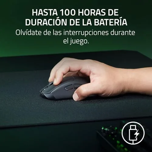 Razer ▫️ DeathAdder V3 HyperSpeed - Rato ergonómico sem fios ultraleve para e-Sports, com 26K dpi (55 g, revestimento suave ao toque, 100 horas de autonomia da bateria, HyperSpeed 8K Hz) Preto 4