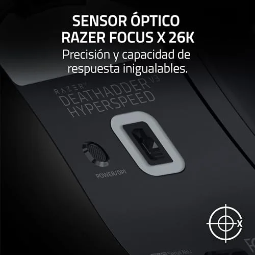 Razer ▫️ DeathAdder V3 HyperSpeed - Rato ergonómico sem fios ultraleve para e-Sports, com 26K dpi (55 g, revestimento suave ao toque, 100 horas de autonomia da bateria, HyperSpeed 8K Hz) Preto 7