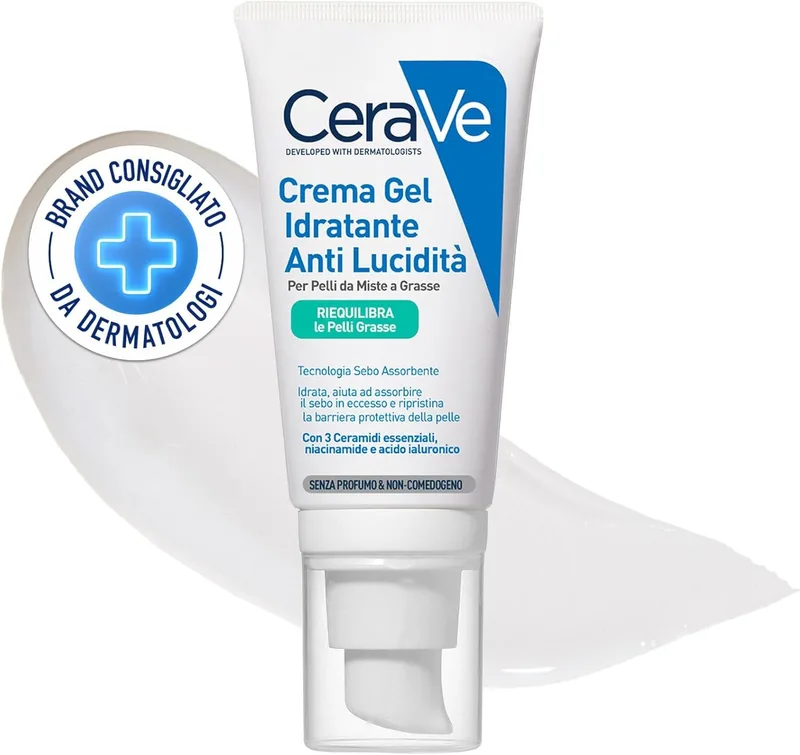 CeraVe ▫️ Gel-Creme Hidratante Oil Control, para pele mista a oleosa, protege, hidrata, controla o brilho, acabamento mate não oleoso, com ácido hialurónico, ceramidas e niacinamida, 52 ml