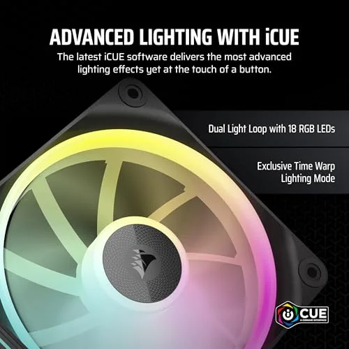 Corsair ▫️ iCUE LINK LX120 RGB 120 mm Ventiladores PWM – Conjunto de três unidades – Duas faixas de luz – Inclui Hub do sistema iCUE LINK – Tecnologia AirGuide – Preto 3