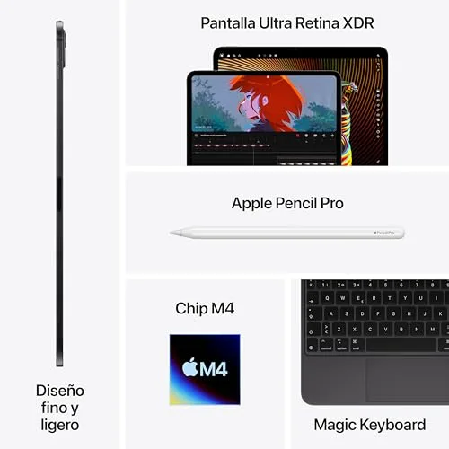 Apple ▫️ iPad Pro de 13 polegadas (M4): Ultra Retina XDR, 2 TB, câmara frontal de 12 Mpx na orientação horizontal e câmara traseira de 12 Mpx, Wi-Fi 6E, autonomia de um dia inteiro, vidro nanotexturizado - Preto Espacial 5