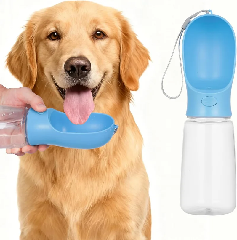 BARGAIN FACTORY ▫️ Garrafa de água para cães, leve, à prova de fugas, portátil, dispensador de água de 550 ml com comedouro para animais de estimação, passeios ao ar livre, caminhadas, viagens, plástico de qualidade