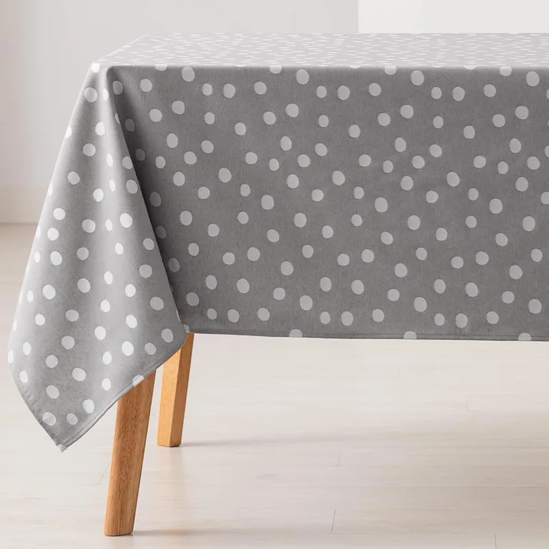 GAMUSI ▫️ Toalha de Mesa Toalha de Mesa Retangular Resistente às Manchas Pequenos Pontos Jacquard Liso 140x180 cm, Toalha de Mesa Retangular Resistente às Manchas Pontos Impermeável 140x180 cm, Toalha de Toque, Cinzento Claro