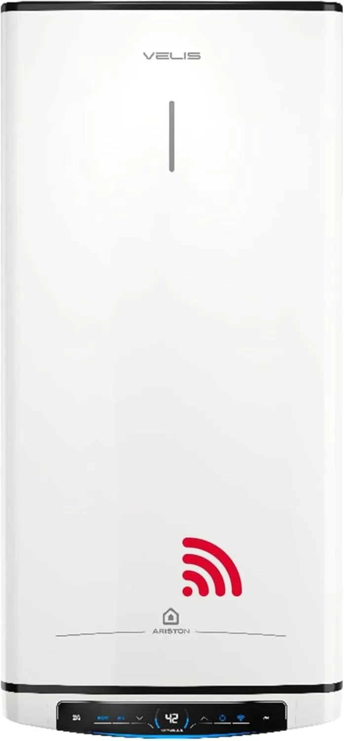 Ariston ▫️ Velis Pro Wi-Fi (ex. DUO 5 Fleck)- Aquecedor elétrico de água de 100 litros, baixo consumo, multiposição, 127,2 x 27,5 x 51,1 cm, para instalação em Espanha, eficiência energética classe B (gama A+/F), compatível com Alexa