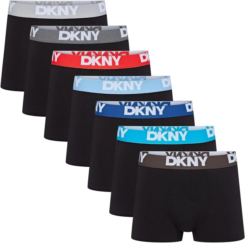 DKNY ▫️ Seattle Boxers para Homem - Embalagem múltipla | Cuecas de algodão macio e respirável | Roupa interior masculina confortável | Boxers modernos, com corte para uso diário e resistentes