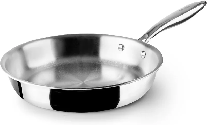 IBILI ▫️ Frigideira Triply Triply Natural, 22 cms, Aço inoxidável, Apta para indução, sem revestimento antiaderente