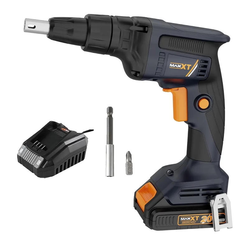 MAXXT ▫️ Chave de fenda sem fio para drywall Chave de fenda sem escova , 4200 RPM com baterias, carregador, luz LED embutida ajustável para frente e para trás para