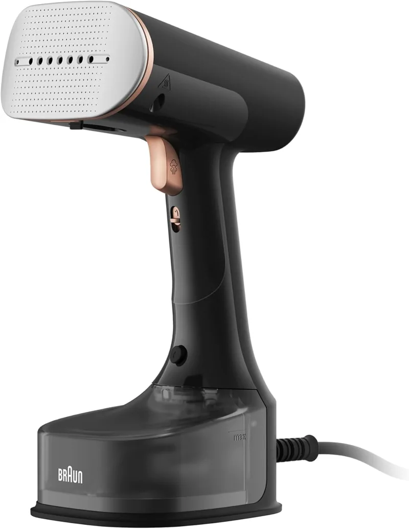 Braun ▫️ QuickStyle 7 GS7077BK, ferro a vapor vertical com base aquecida FreeGlide 3D, vaporizador com aquecimento rápido, fluxo de vapor 35 g/min, capacidade 250 ml, cabo de 3 m, 1600 W, preto