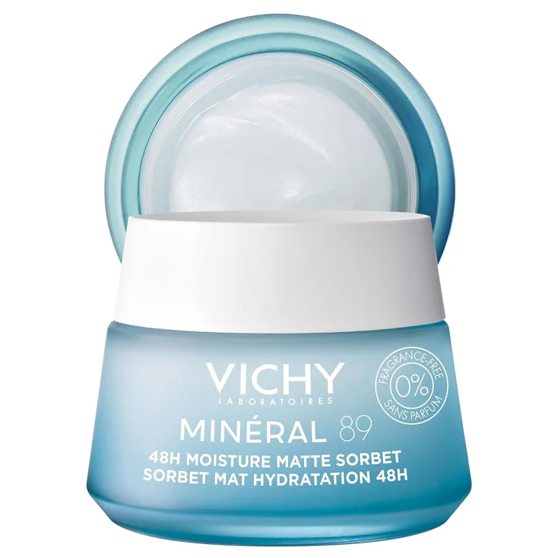 VICHY ▫️ Minéral 89, Creme Hidratante Mate, Para Pele Oleosa, Pele Hidratada até 48h, Poros Minimizados, Com Ácido Hialurónico, Água Vulcânica e Vitamina E, 50 ml
