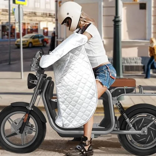 Favoto ▫️ Capa para as pernas de moto - Proteção solar de verão - Capa para scooter com proteção contra a chuva e faixas refletoras - Universal - Poliéster - Capa para veículos de duas rodas com pedais 4
