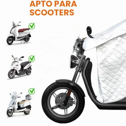 Favoto ▫️ Capa para as pernas de moto - Proteção solar de verão - Capa para scooter com proteção contra a chuva e faixas refletoras - Universal - Poliéster - Capa para veículos de duas rodas com pedais 7