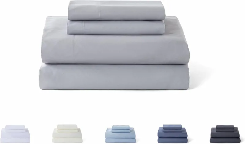 Todocama ▫️ Conjunto de lençóis de cama de 4 peças - 5003 - Lençol de cama - Cama de casal - Duas fronhas de 50x80cm (Cama 90x190/200 cm, Cinzento claro)