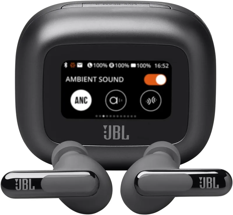 JBL ▫️ Auscultadores intra-auriculares sem fios Live Beam 3 com almofadas para os ouvidos, True Wireless com cancelamento de ruído adaptável, autonomia de reprodução até 48 horas, Bluetooth, áudio de alta resolução, preto
