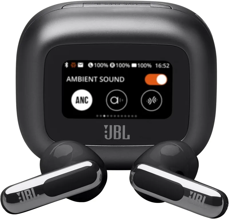JBL ▫️ Live Flex 3: Auscultadores sem fios do tipo «earbud» (True Wireless) com cancelamento de ruído adaptativo, até 50 horas de reprodução, Bluetooth, áudio de alta resolução, preto