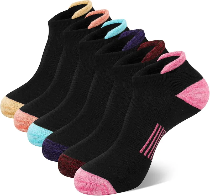 YSense Snug ▫️ Meias desportivas de corrida para mulher 6 pares, meias de algodão respirável para senhora, meias de trabalho almofadadas, meias desportivas para caminhadas ao ar livre