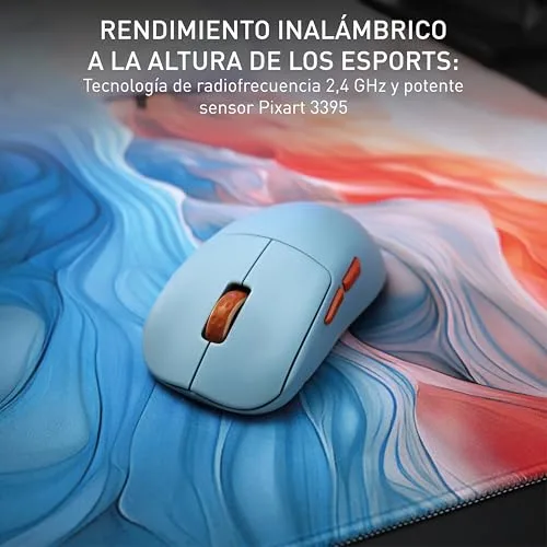 CHERRY XTRFY ▫️ M68 Wireless, Rato sem fios ultraleve para jogos, 2,4 GHz, otimizado para e-sports, formato simétrico com parte frontal extra baixa, azul 4