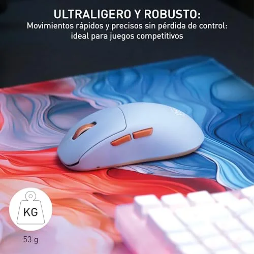 CHERRY XTRFY ▫️ M68 Wireless, Rato sem fios ultraleve para jogos, 2,4 GHz, otimizado para e-sports, formato simétrico com parte frontal extra baixa, azul 5