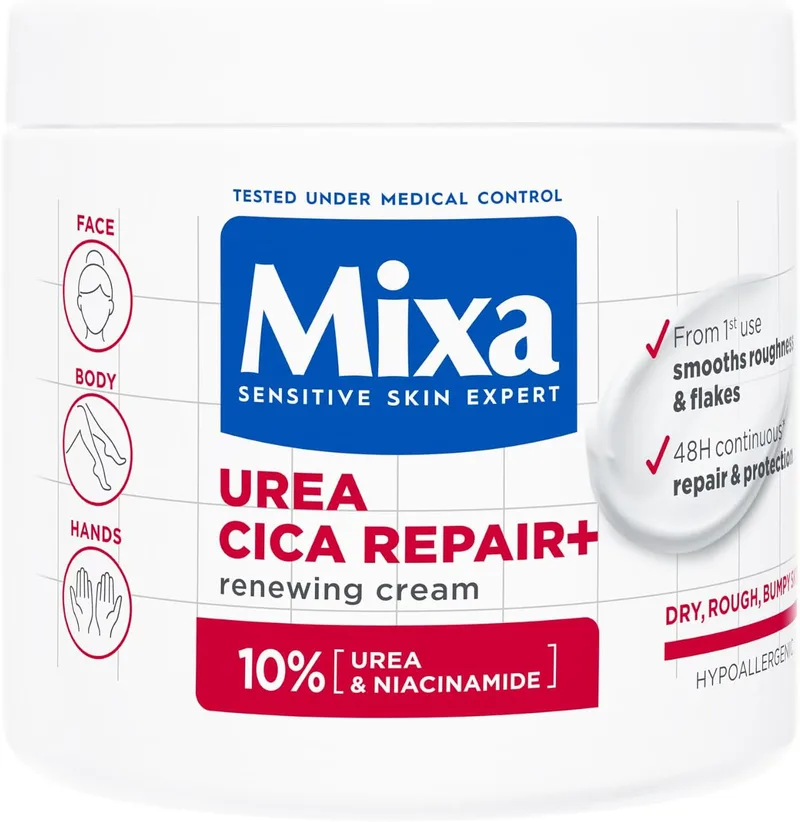 Mixa ▫️ Urea Cica Repair+ Creme Corporal Reparador para Peles Secas, 400 ml