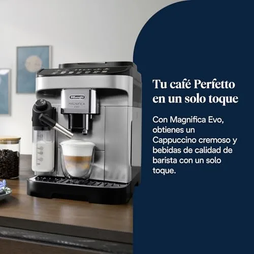 De'Longhi ▫️ Magnifica Evo - Máquina de café superautomática para 7 bebidas, prateada/preta 2