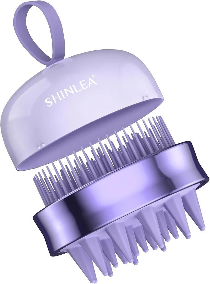 SHINLEA ▫️ Massajador de couro cabeludo - Massajador de couro cabeludo escova de cabelo de dupla face, escova de couro cabeludo de silicone para limpeza de couro cabeludo seco e húmido, design 2 em 1