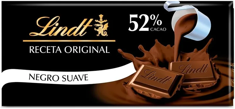 Lindt ▫️ Dark Chocolate, 52% Cacau, Chocolate cremoso, pastilha de 100 g
