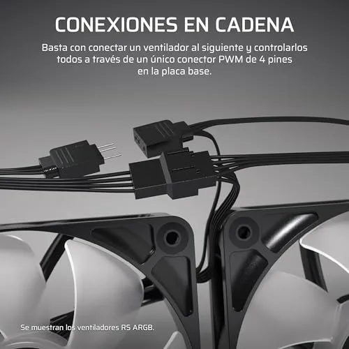 Corsair ▫️ Ventiladores RS120 de 120 mm com PWM – Ligação em cadeia – Baixo nível de ruído – Rolamento magnético de cúpula – Embalagem tripla – Preto 3