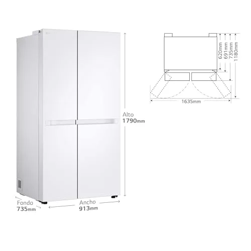 LG ▫️ GSBC40SWPE - Frigorífico Side by Side, Série 400, Linear Cooling, Multi Airflow, Classe E, 662 L, Branco 5