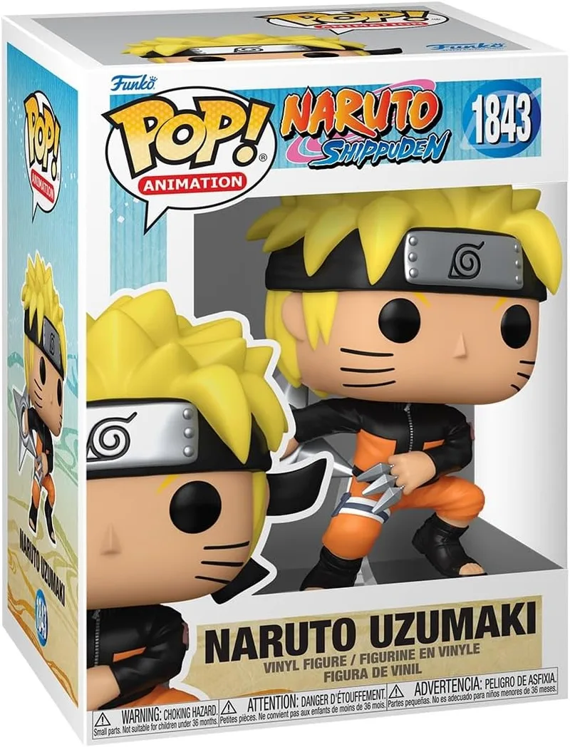 Funko ▫️ Pop! Animation: Naruto Shippuden - Naruto com Shuriken - 1 em 6 de probabilidade de receber a variante rara Chase (metalizada) - Os estilos podem variar - Figura de vinil colecionável - Ideia para presente