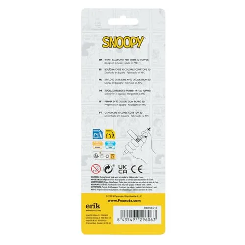 Grupo Erik ▫️ Caneta Multicolor Snoopy - Caneta retrátil divertida: Para crianças, 10 cores numa só │ Artigos de papelaria bonitos: Snoopy, presente de aniversário 4