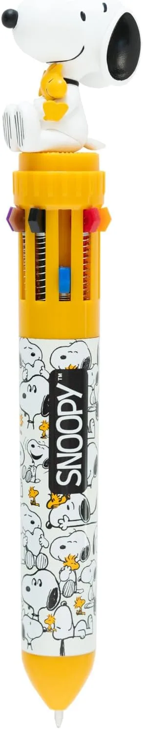 Grupo Erik ▫️ Caneta Multicolor Snoopy - Caneta retrátil divertida: Para crianças, 10 cores numa só │ Artigos de papelaria bonitos: Snoopy, presente de aniversário