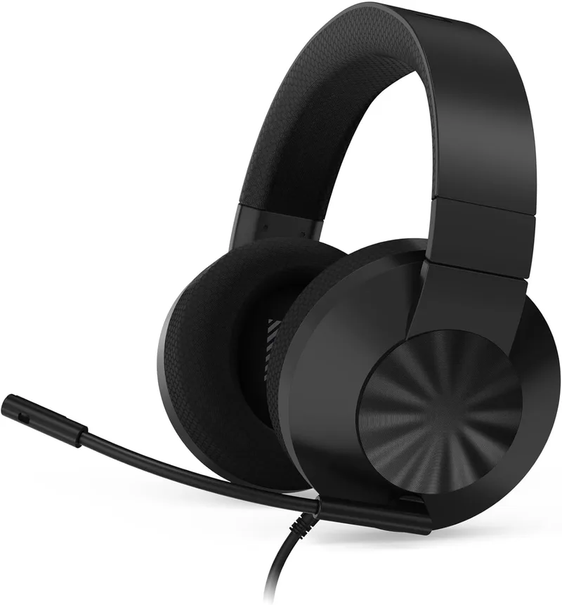 Lenovo ▫️ H210 - Auscultadores para jogos com fios (controlos de ligar/desligar, volume, microfone unidirecional com cancelamento de ruído, compatível com PC, PlayStation 5, Xbox One, Switch), preto