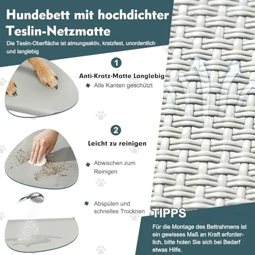 Snagle Paw ▫️ Espreguiçadeira para cães com cobertura, cama elevada para cães com pés antiderrapantes estáveis, sombra mais ampla, para exterior, resistente à água, cama para cães de grande porte com cobertura, para 4