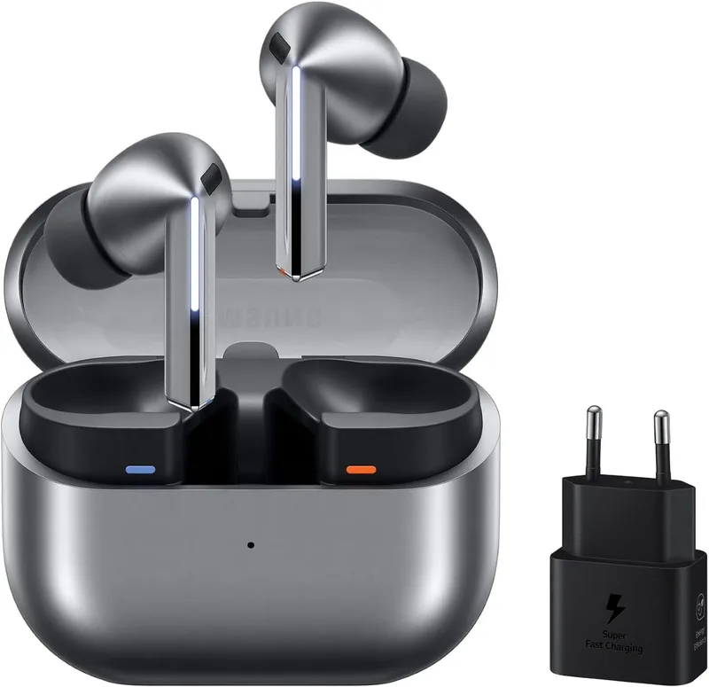 Samsung ▫️ Galaxy Buds3 Pro + Carregador - Auscultadores sem fios, Cancelamento de ruído, Bluetooth, Áudio 361, Som Hi-Fi, Cinzento (Versão inglesa)