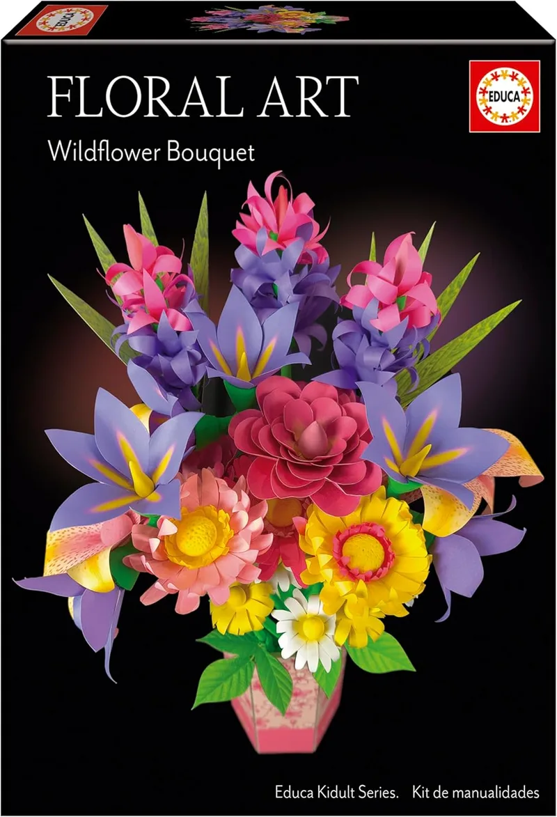 Educa ▫️ Ramo de Flores Silvestres Floral Art | Kit de artesanato para criar dezanove flores silvestres de papel sem necessidade de cola nem tesoura. A partir dos 14 anos (20141)