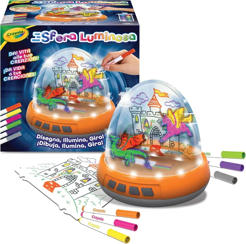 CRAYOLA ▫️ Esfera Luminosa, Jogo Motorizado com Luzes e Movimento para Criar Desenhos em Dois Níveis, Atividade Criativa e Prenda para Crianças, a partir dos 6 anos, 25-5985