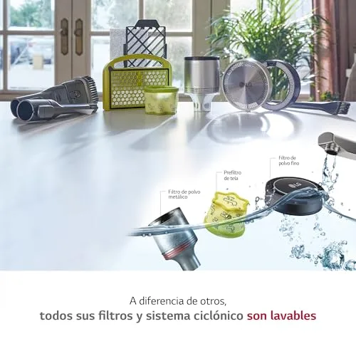 LG ▫️ A9K-CORE2S - Aspirador vertical, potência de sucção de 200 W, com bateria dupla e sistema de compressão de pó, prateado 4