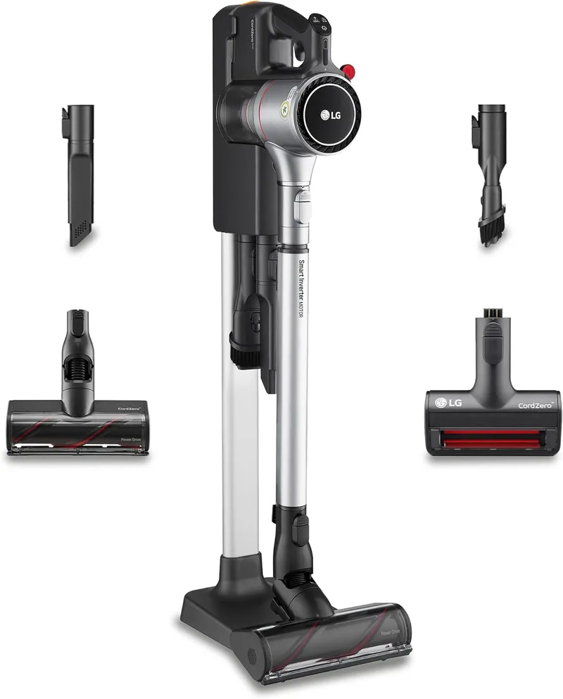 LG ▫️ A9K-CORE2S - Aspirador de Vassouras, sucção Kompressor 200W, com Bateria Dupla e Sistema de Compressão de Pó, Prata