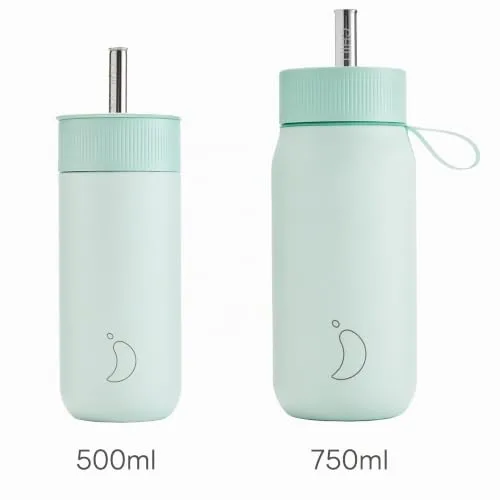 Chilly's ▫️ Switch - Copo Switch em aço inoxidável sem BPA com palhinha incorporada para batidos e chás - Parede dupla, isolamento a vácuo - Lichen Green, 750 ml 2