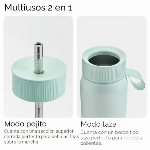 Chilly's ▫️ Switch - Copo Switch em aço inoxidável sem BPA com palhinha incorporada para batidos e chás - Parede dupla, isolamento a vácuo - Lichen Green, 750 ml 3