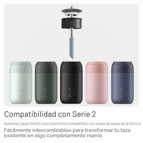 Chilly's ▫️ Switch - Copo Switch em aço inoxidável sem BPA com palhinha incorporada para batidos e chás - Parede dupla, isolamento a vácuo - Lichen Green, 750 ml 6