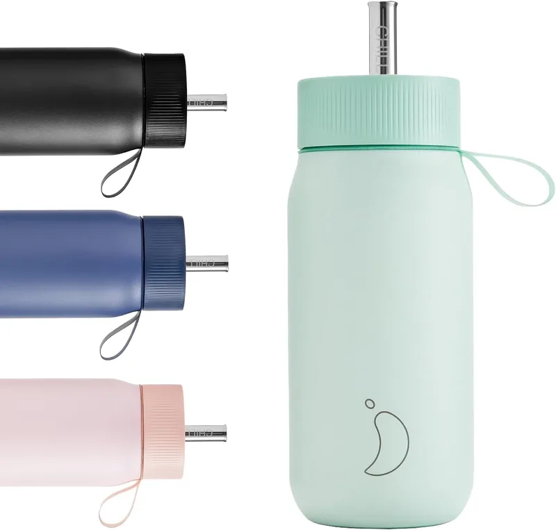 Chilly's ▫️ Switch - Copo Switch em aço inoxidável sem BPA com palhinha incorporada para batidos e chás - Parede dupla, isolamento a vácuo - Lichen Green, 750 ml