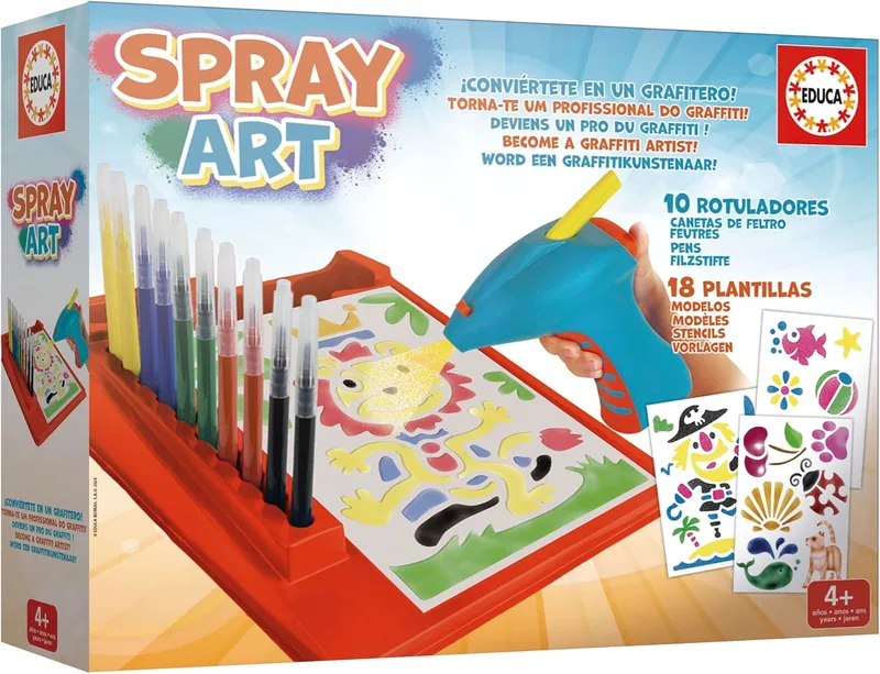 Educa ▫️ Spray Art | Cria desenhos fantásticos com um aerógrafo automático. Prático, fácil e limpo. Brinquedo artístico para meninos e meninas a partir dos 4 anos (20132)