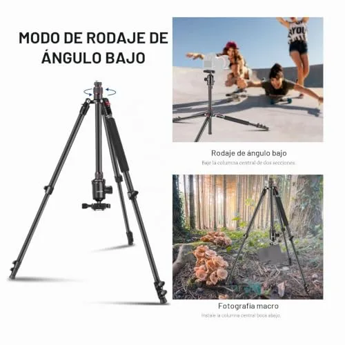 NEEWER ▫️ Tripé para câmara de 77 polegadas com suporte para telemóvel, tripé de viagem portátil com comando à distância, cabeça esférica de 360°, coluna central de 2 eixos, placa QR Arca e bolsa, tripé para DSLR 5