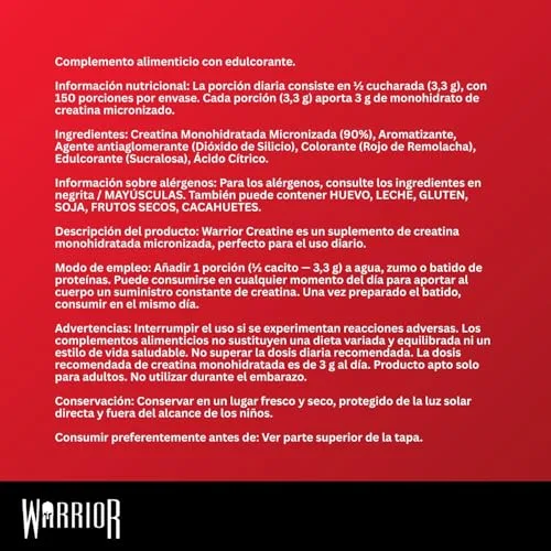 Warrior ▫️ Creatina Monohidratada em Pó 500 g, Vegana – Framboesa Silvestre 2