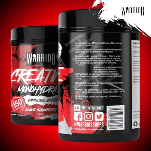 Warrior ▫️ Creatina Monohidratada em Pó 500 g, Vegana – Framboesa Silvestre 4