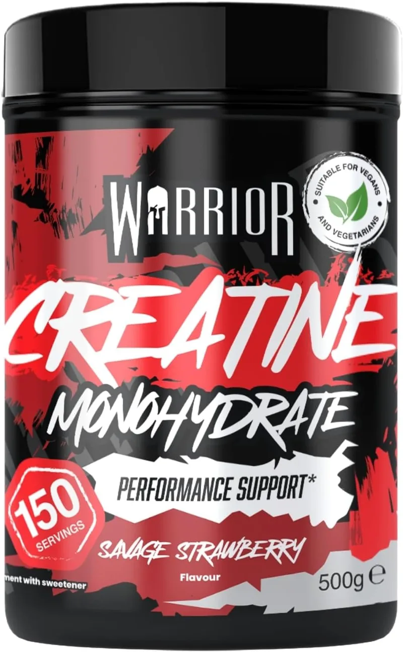 Warrior ▫️ Creatina Monohidratada em Pó 500 g, Vegana – Framboesa Silvestre