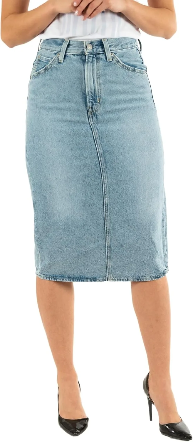 Levi's ▫️ Saia de cintura alta com fenda traseira para mulher