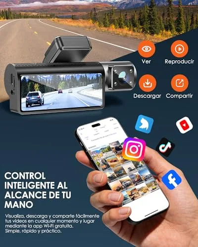 iZEEKER ▫️ Dashcam de 3 canais 4K com cartão de 32 GB GRÁTIS, câmara frontal, traseira e interior para automóvel 4K+1080P+1080P com WDR, visão noturna por infravermelhos, Wi-Fi 6, ângulo de 170°, Sensor G, Modo de Estacionamento 24H 4