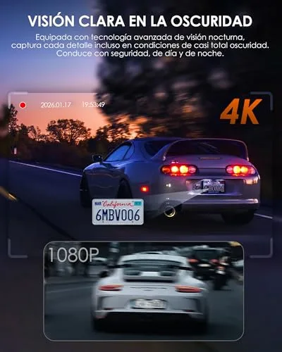 iZEEKER ▫️ Dashcam de 3 canais 4K com cartão de 32 GB GRÁTIS, câmara frontal, traseira e interior para automóvel 4K+1080P+1080P com WDR, visão noturna por infravermelhos, Wi-Fi 6, ângulo de 170°, Sensor G, Modo de Estacionamento 24H 5