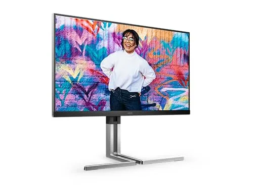 AOC ▫️ Monitor Q27U3CV de 27 polegadas, 75 Hz, painel IPS QD, 4 ms GtG, VESA HDR400 (Certificado), Altifalantes, Altura Ajustável, (2560x1440, 1x HDMI 1.4, 1x DP 1.4, Hub USB) Preto/Prateado 2